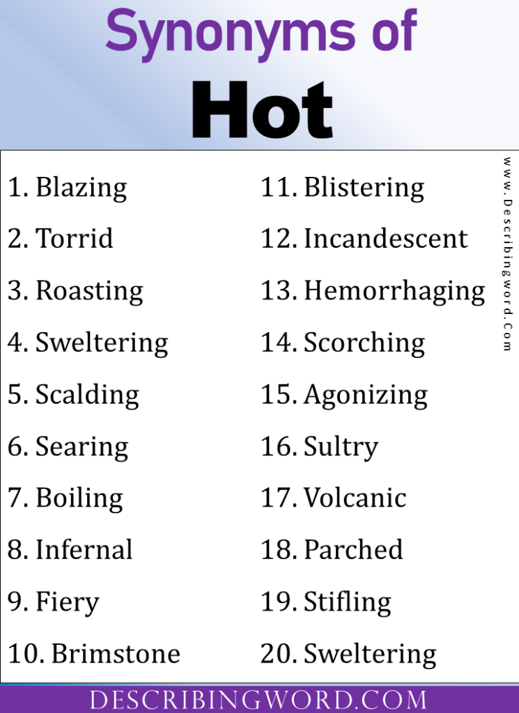 Adjectives For Hot Words To Describe Hot Describingword