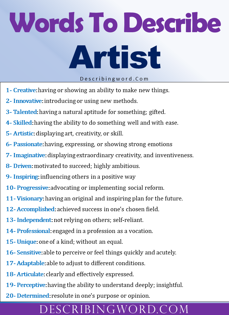 Adjectives For Artist Words To Describe Artist Describingword