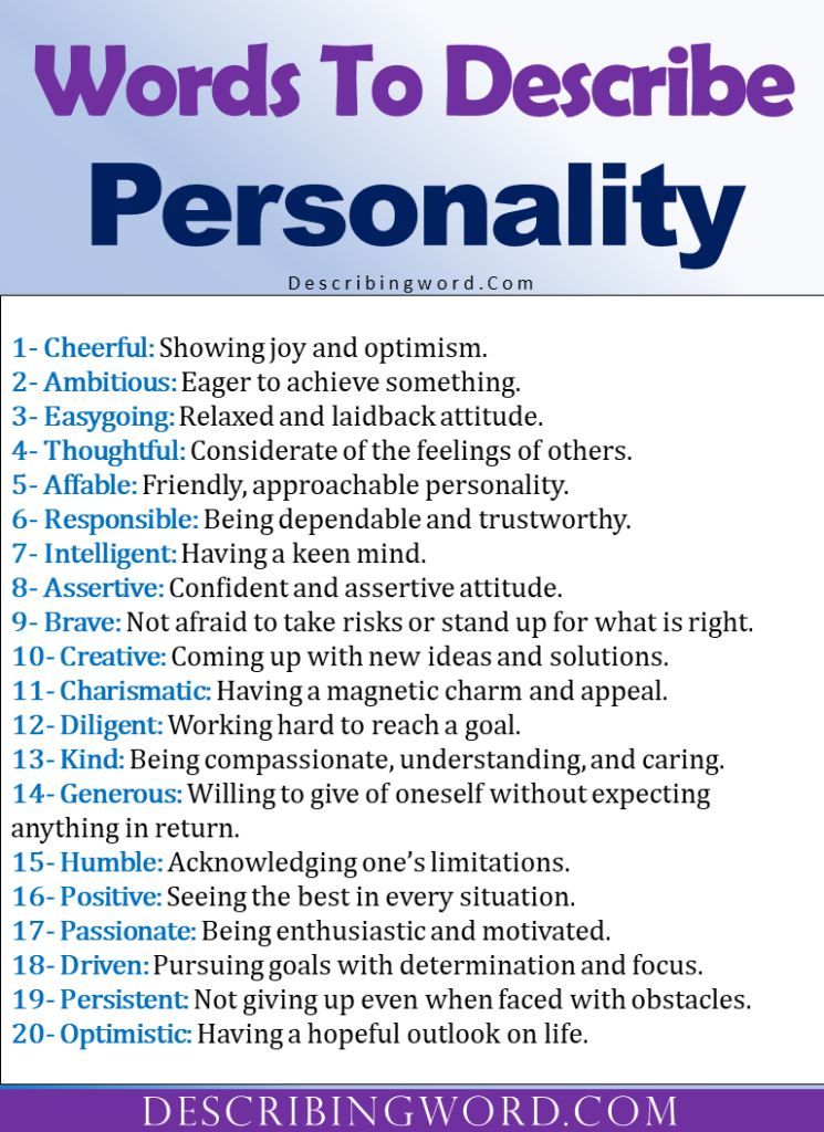 Adjectives For Personality Words To Describe Personality