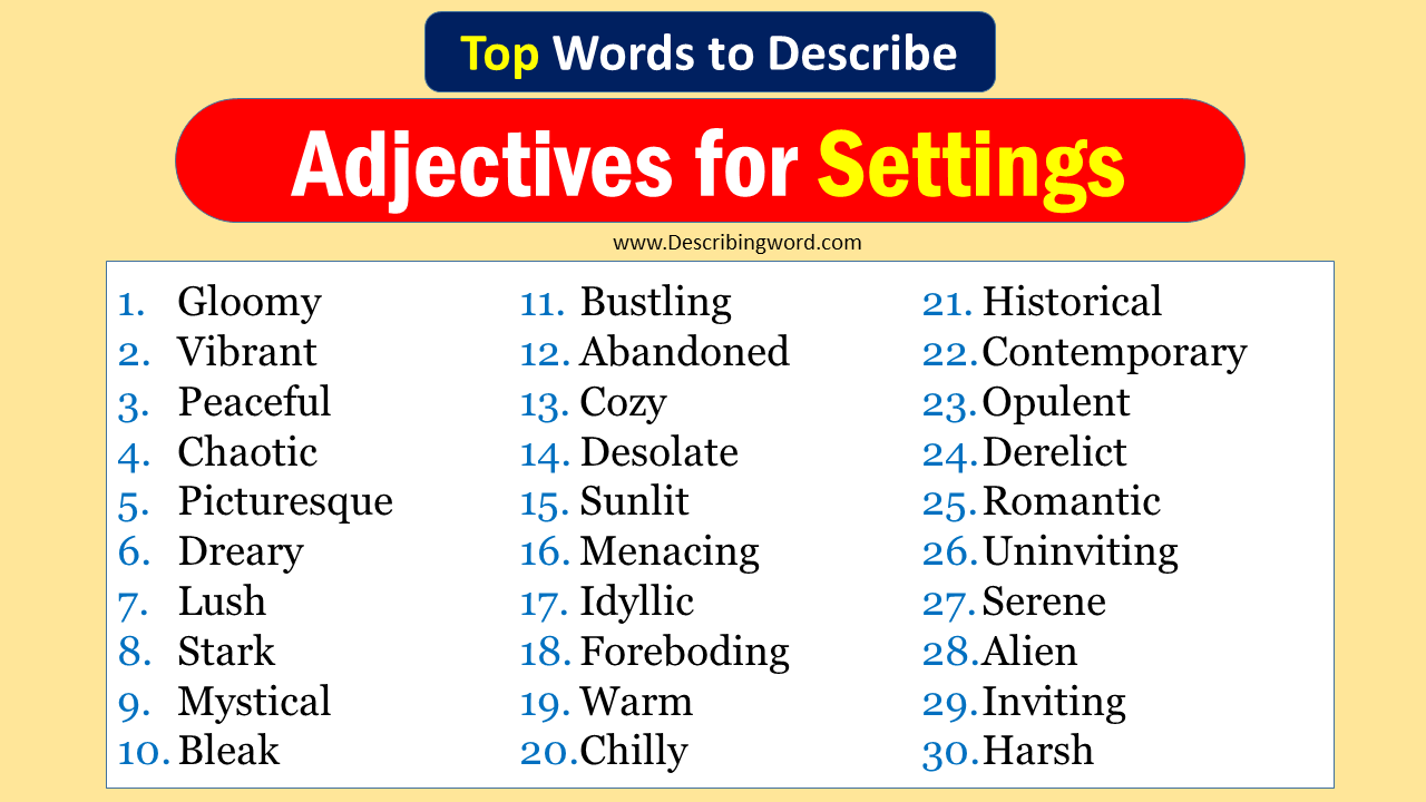 Top 30 Adjectives For Settings Negative Positive Words 