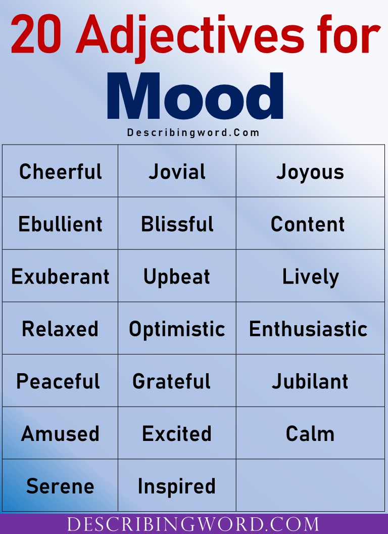 Adjectives for Mood, Words to Describe Mood - DescribingWord.Com