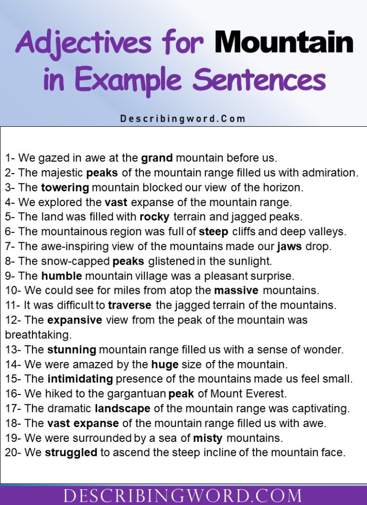 how to describe mountains in creative writing