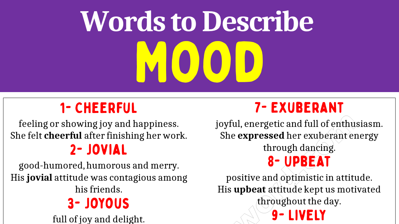 Adjectives for Mood, Words to Describe Mood - DescribingWord.Com