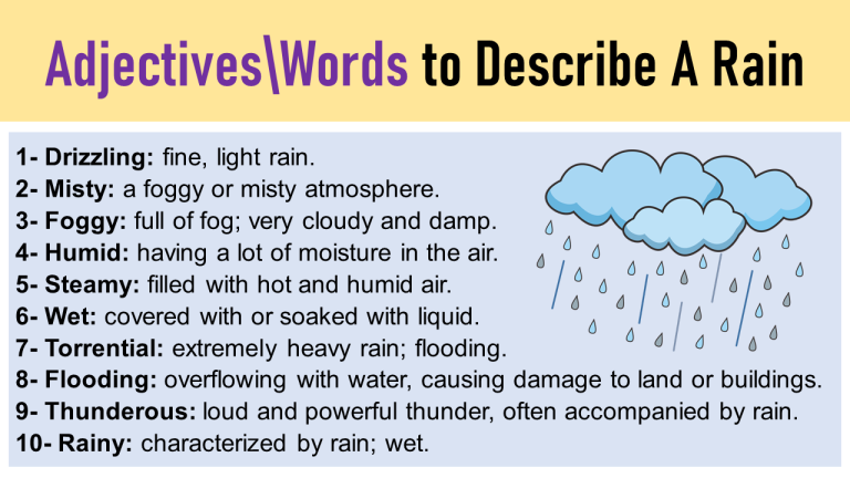 Adjectives To Describe A Heavy Rainstorm