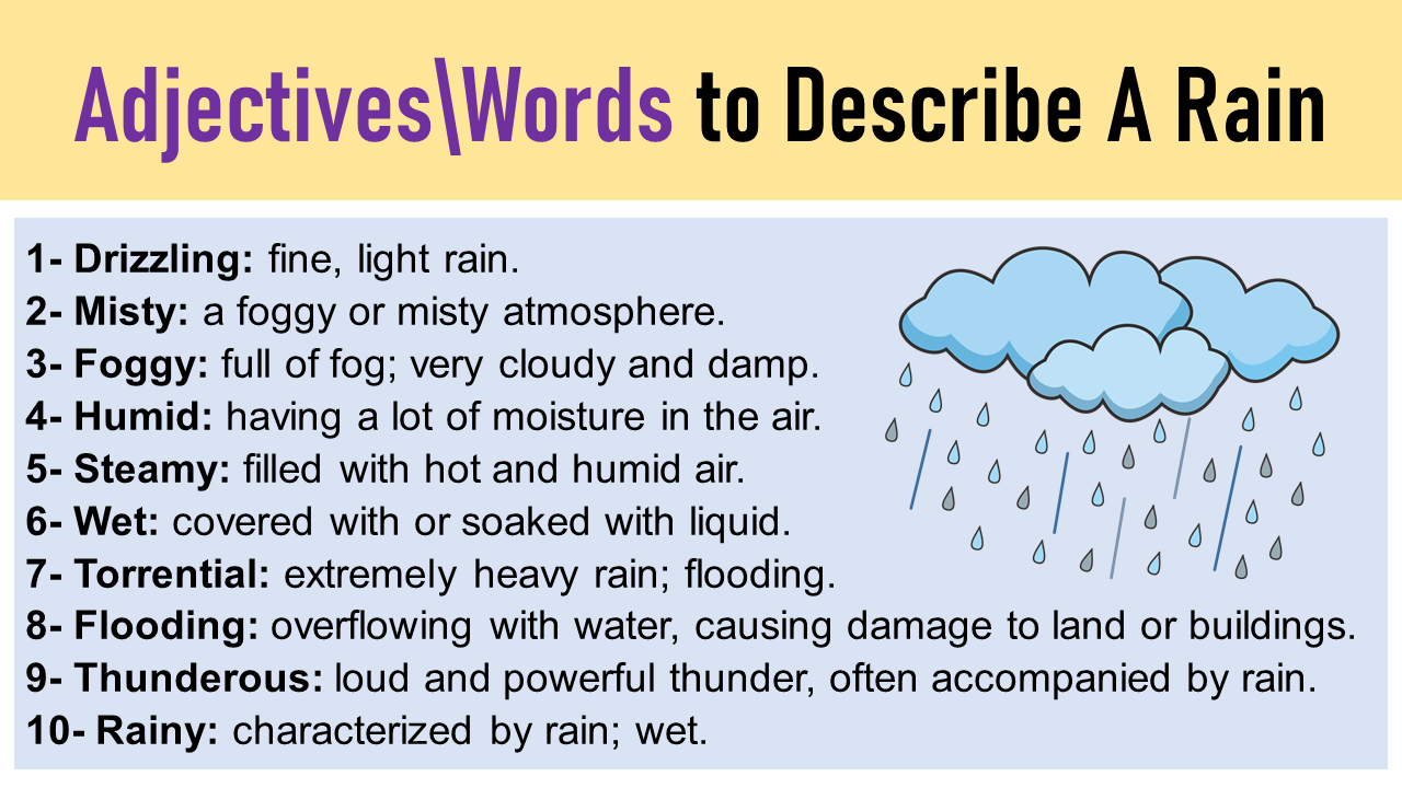 Adjectives For Rain Words To Describe Rain DescribingWord Com