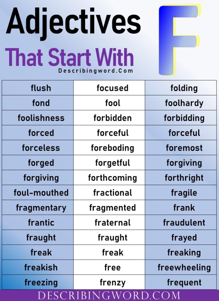 Adjectives That Start With F 367+ Adjectives That Start With F ...