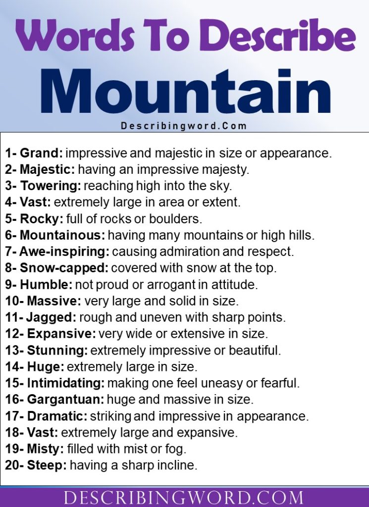 how to describe mountains in creative writing