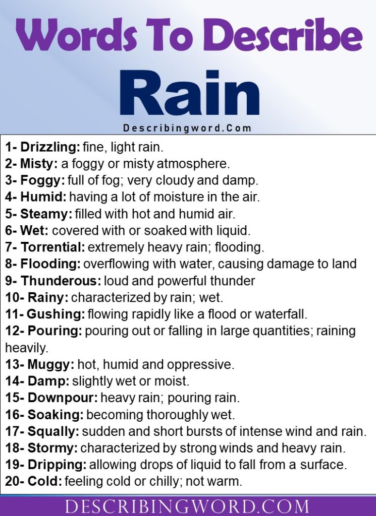 Adjectives For Rain Words To Describe Rain DescribingWord Com