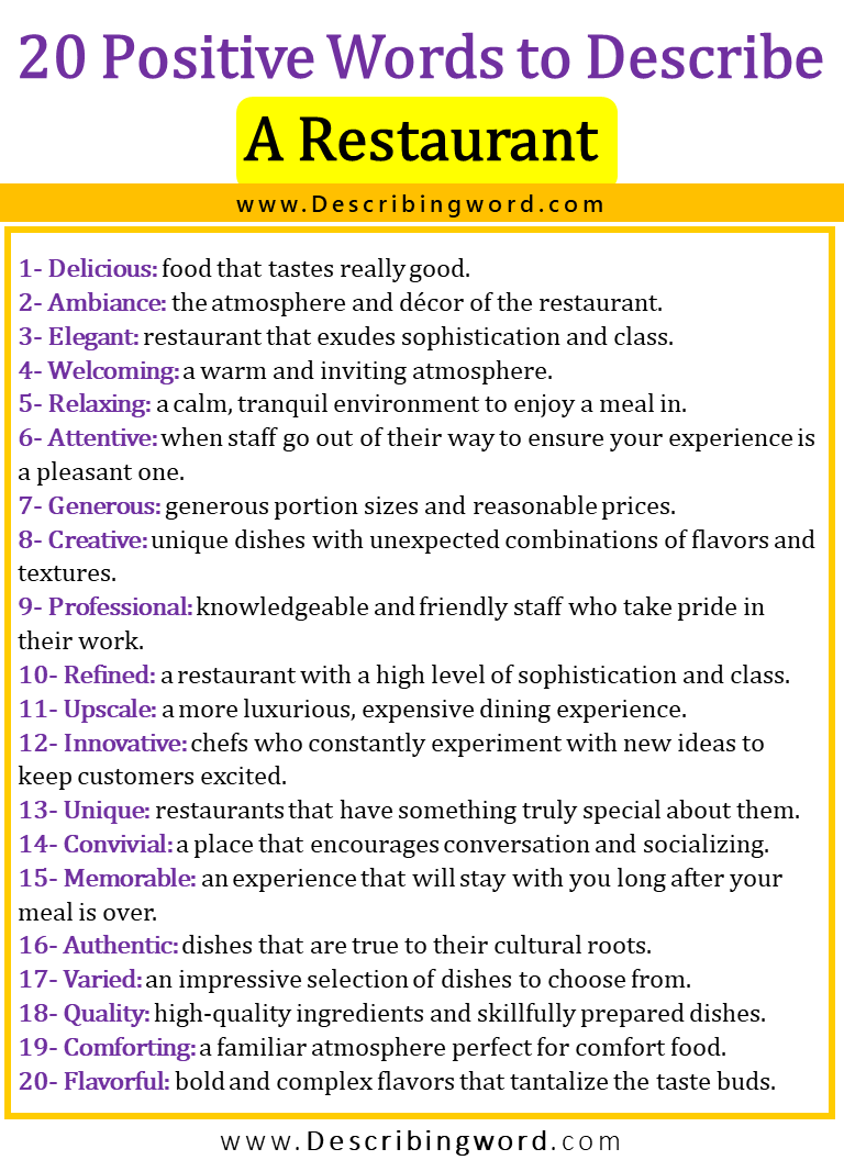 how to describe a restaurant in creative writing