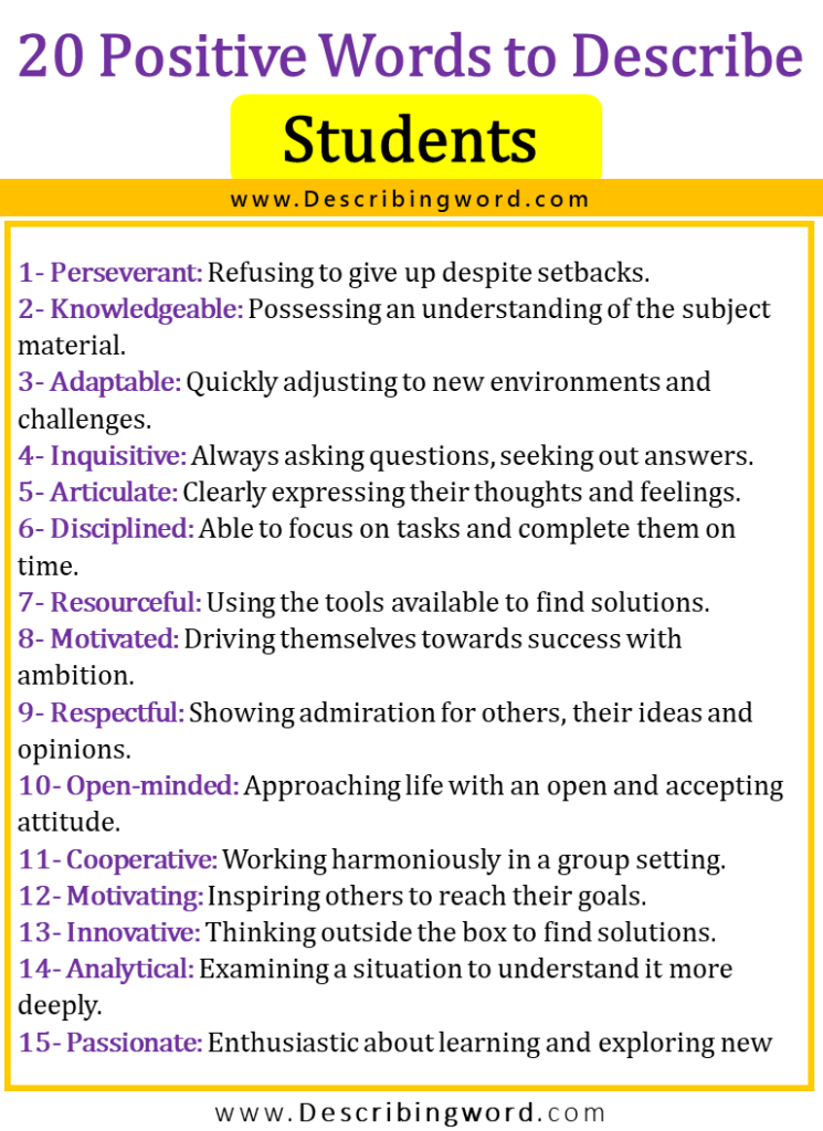 20 Positive Words To Describe Students DescribingWord Com