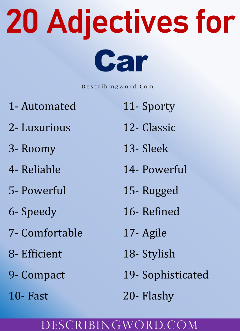 Adjectives for Car, Words to Describe Car