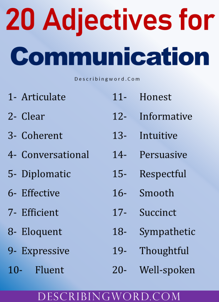 Adjectives For Communication Words To Describe Communication 