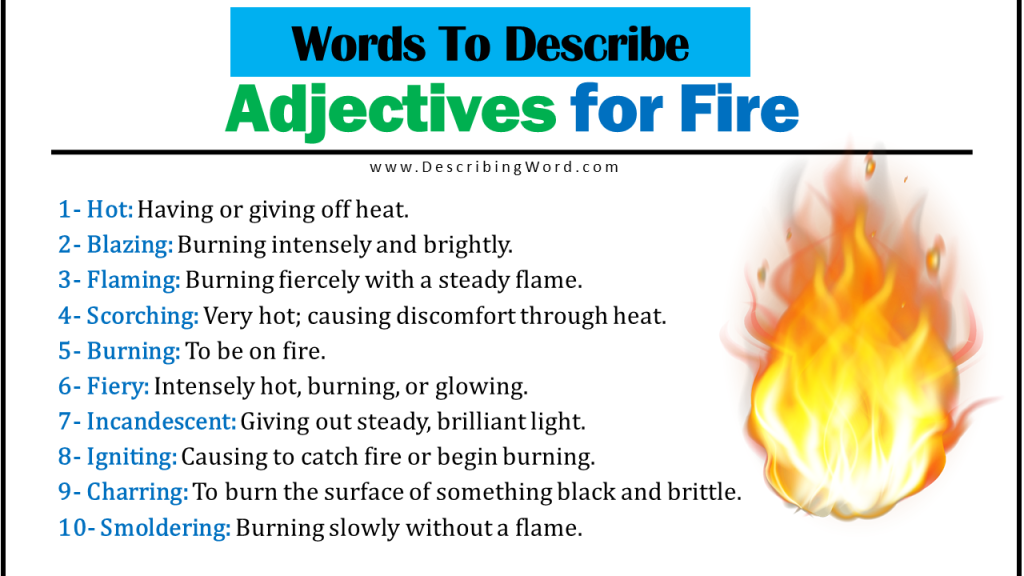 100 Best Words to Describe Fire, Adjectives for Fire