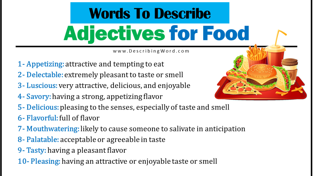 words to describe food presentation