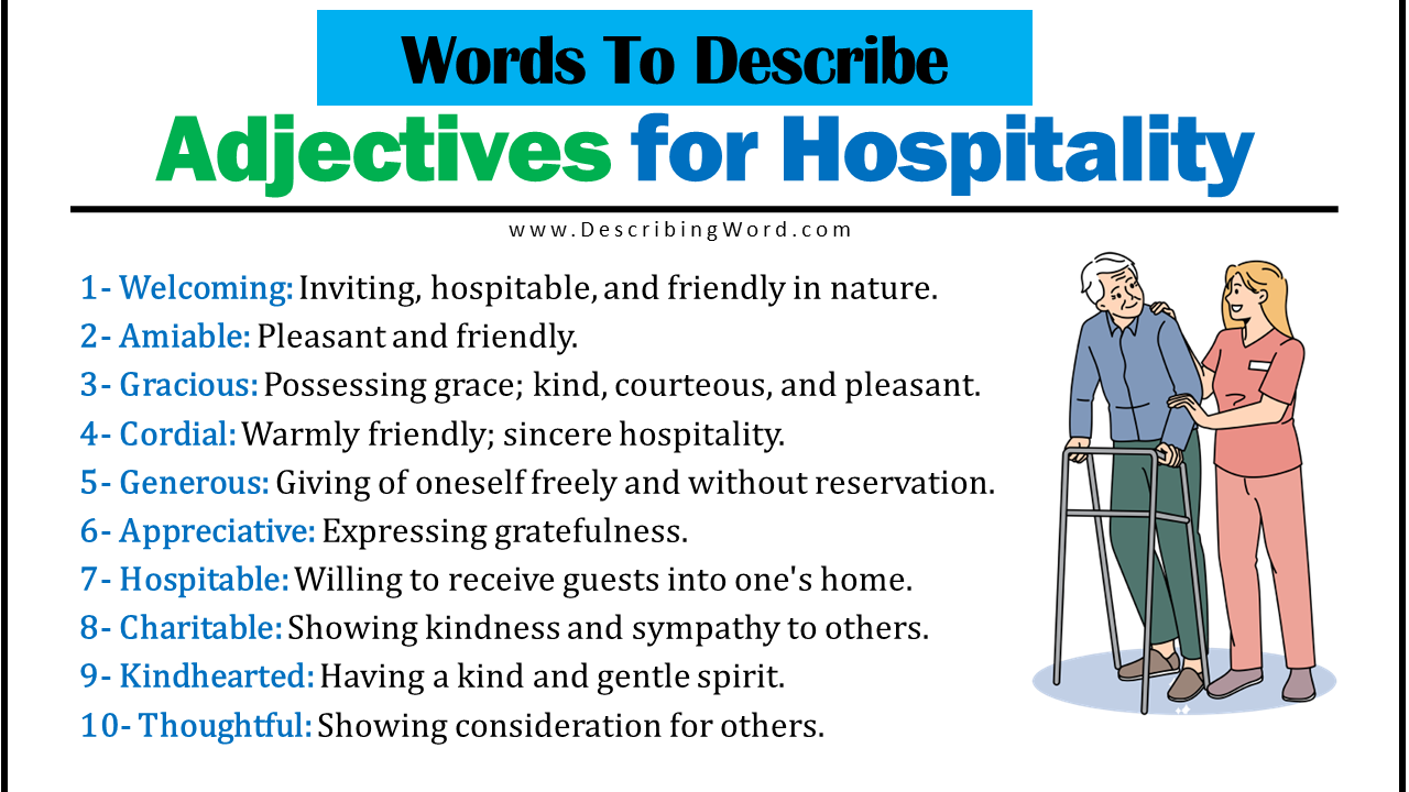 Adjectives for Hospitality, Words to Describe Hospitality