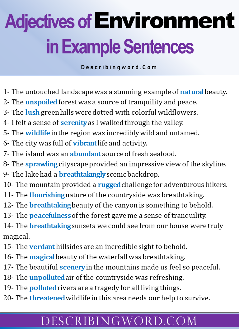 Adjectives For Environment Words To Describe Environment DescribingWord Com