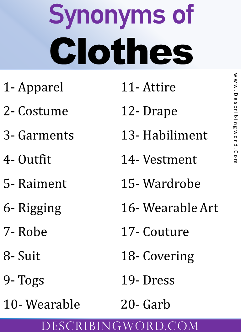 descriptive words for clothes