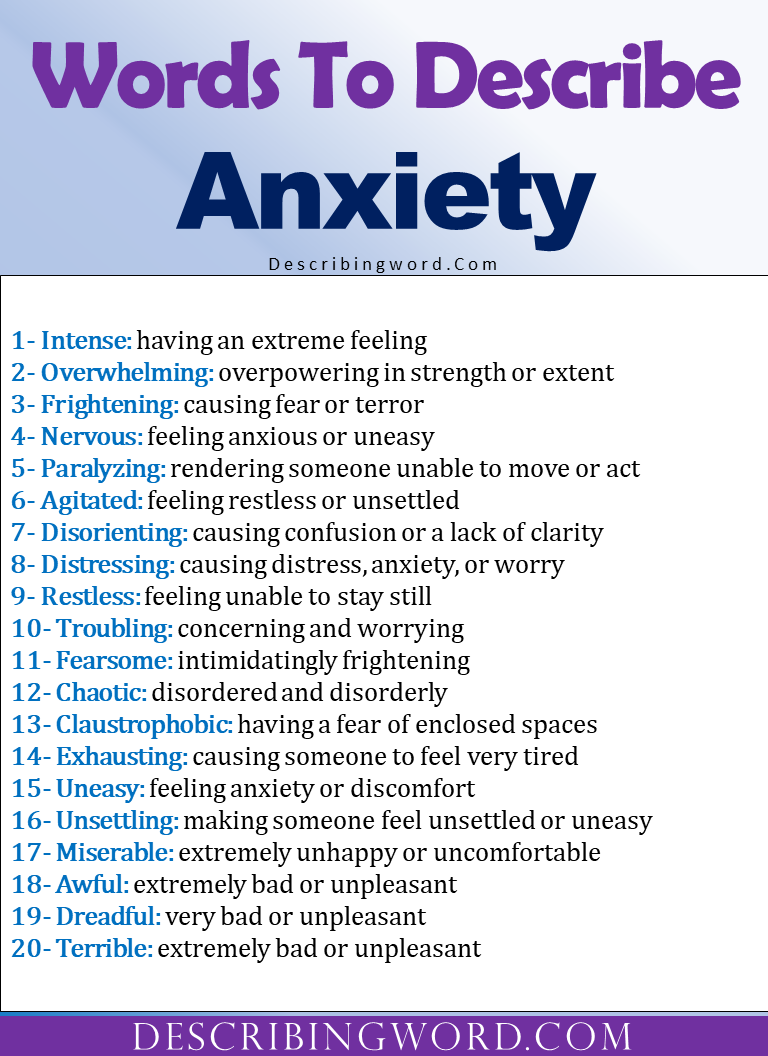 creative writing describing anxiety