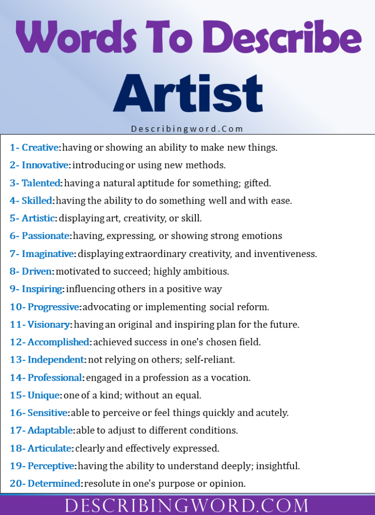 300 Creative Words to Describe Artist, Adjectives for Artist