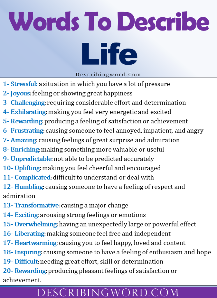 Adjectives for Life, Words to Describe Life - DescribingWord.Com