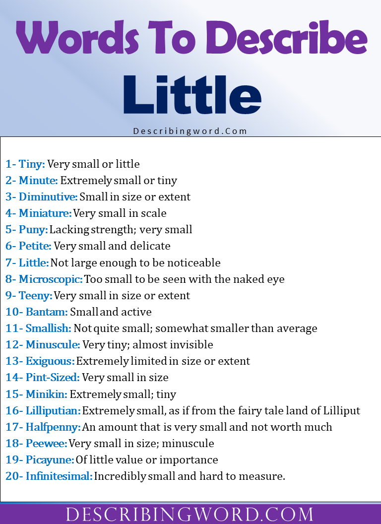 Adjectives For Little Words To Describe Little DescribingWord Com