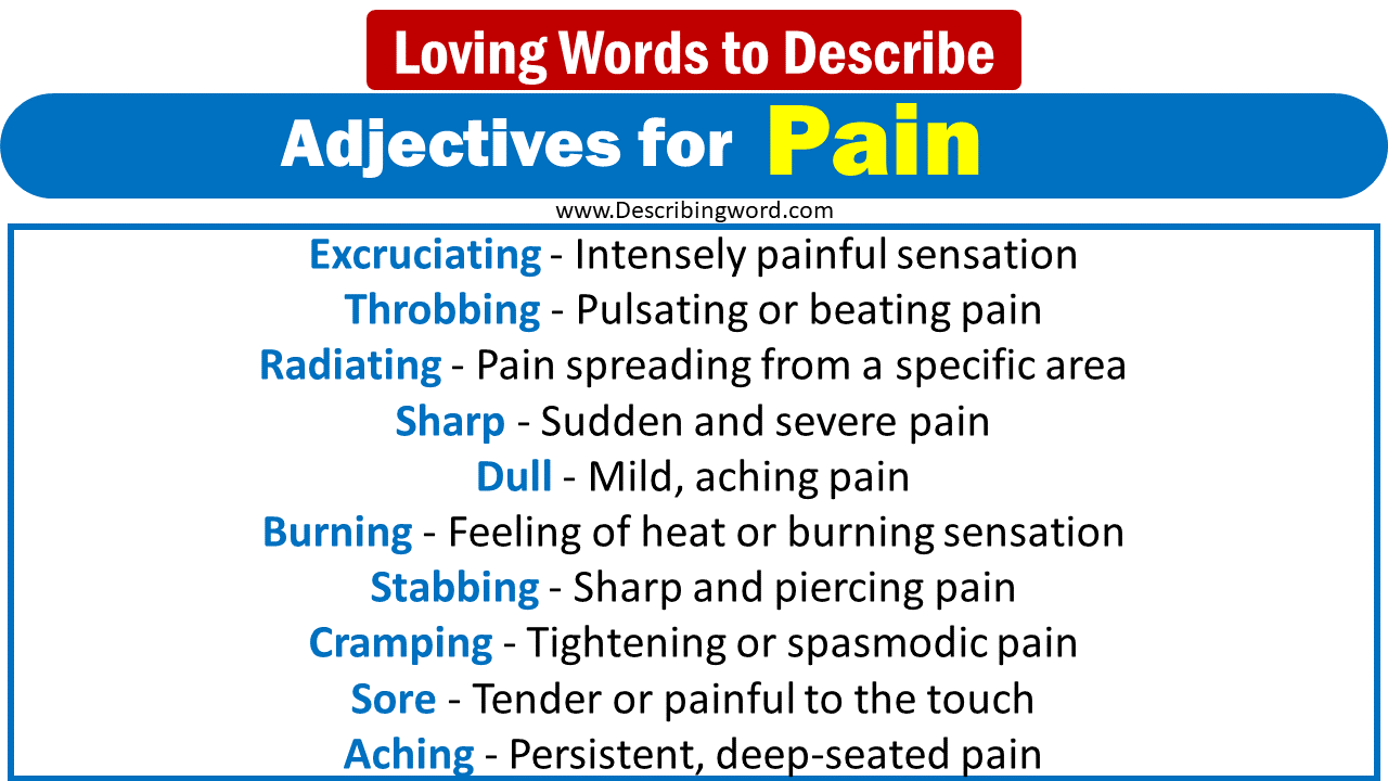 140 Best Adjectives For Pain Words To Describe Pain DescribingWord Com