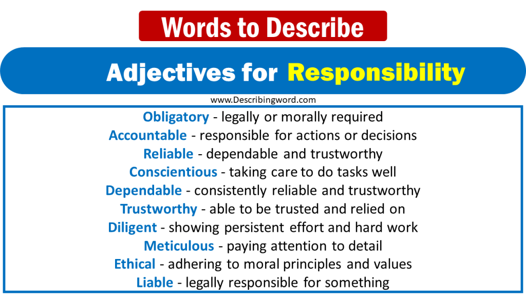 Different Words To Describe Responsibility