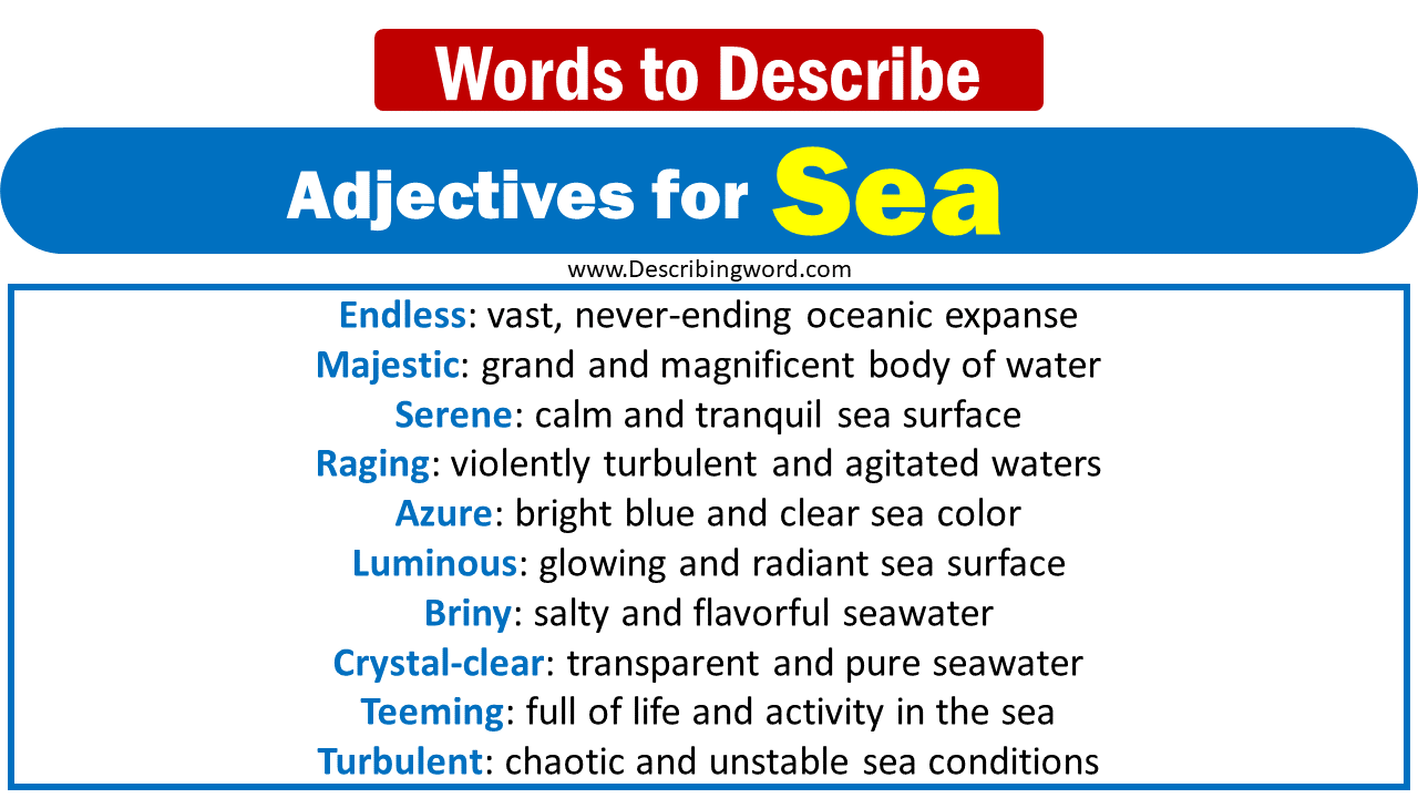 Adjectives for Sea Words to Describe Sea
