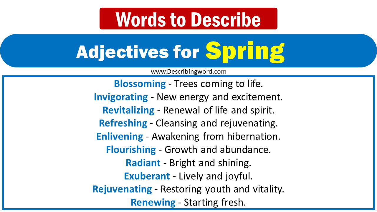 Adjectives for Spring Words to Describe Spring