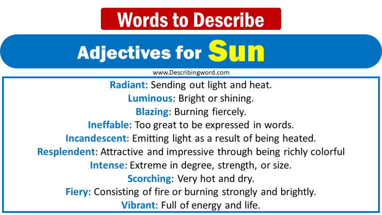 300 Best Words To Describe Sun Adjectives For Sun DescribingWord Com   Adjectives For Sun Words To Describe Sun 768x432 