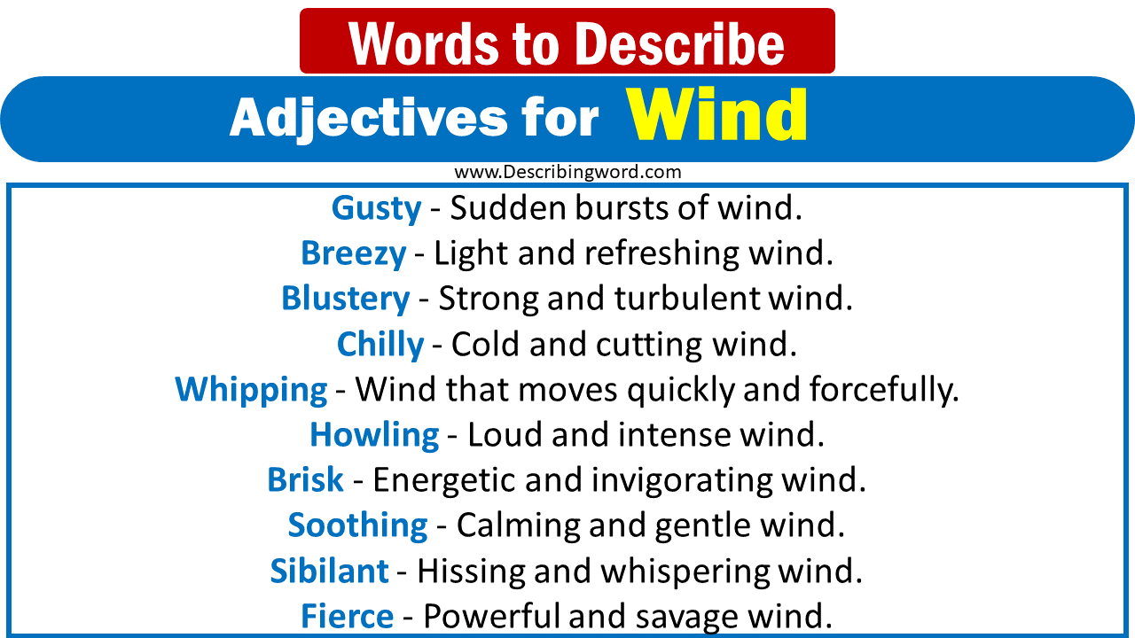 Adjectives for Wind Words to Describe Wind