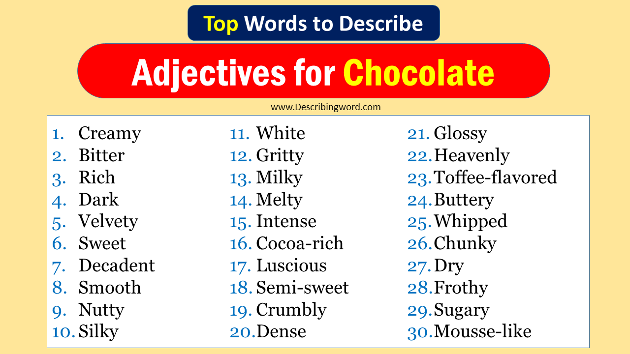 Top 30 Adjectives for Chocolate (Negative & Positive Words ...