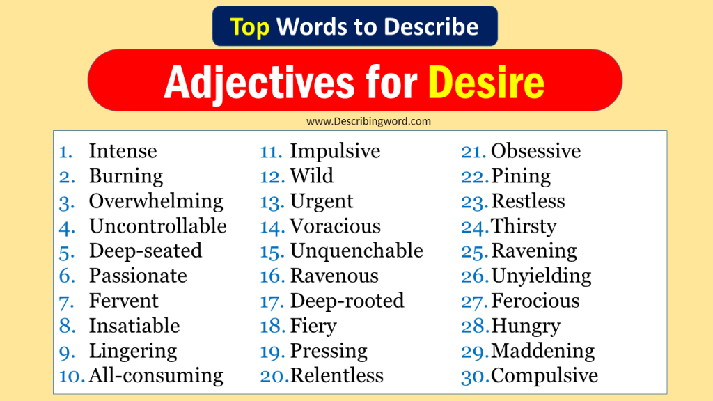 Top 30 Adjectives for Desire (Negative & Positive Words ...