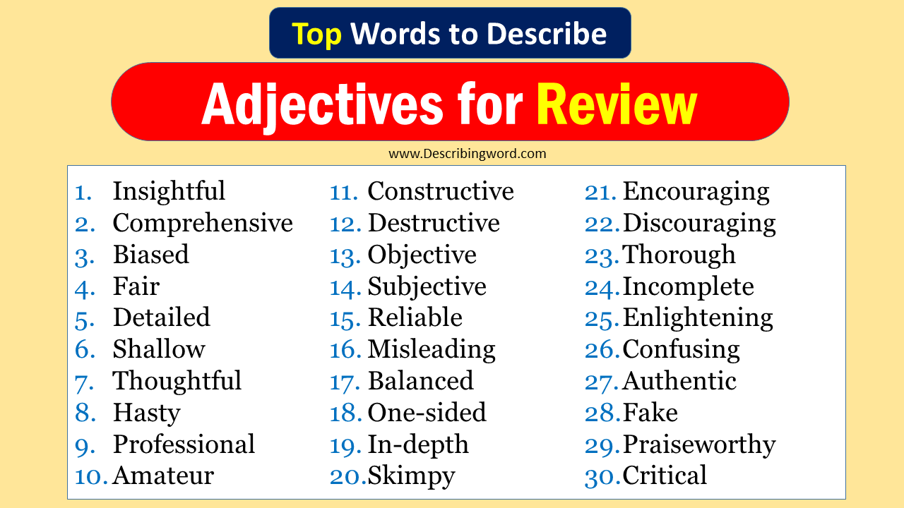 Adjectives for Review