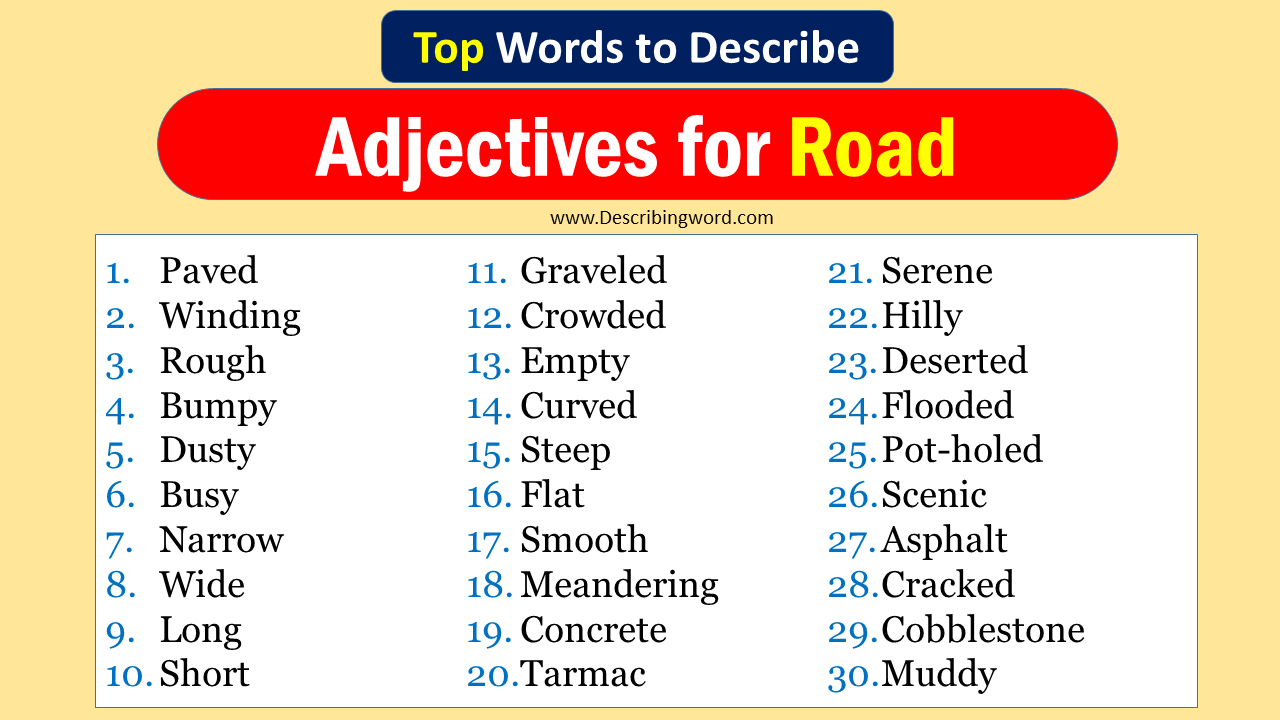 Adjectives for Road