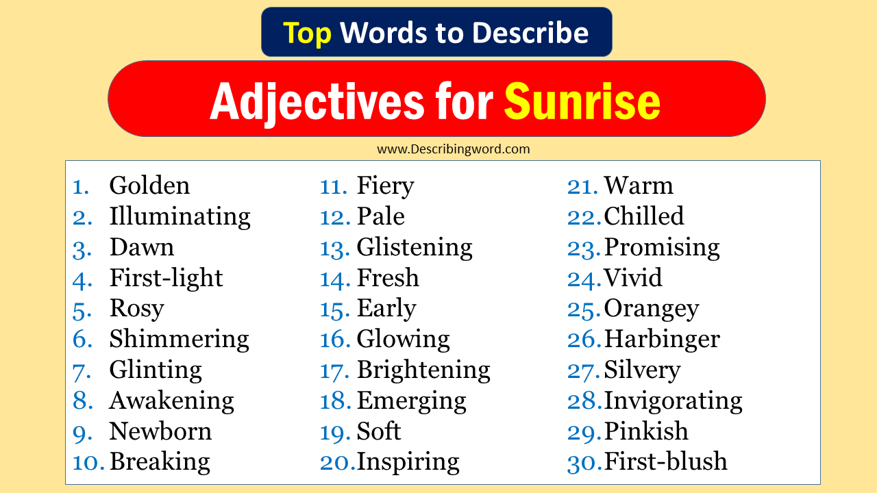 Adjectives for Sunrise