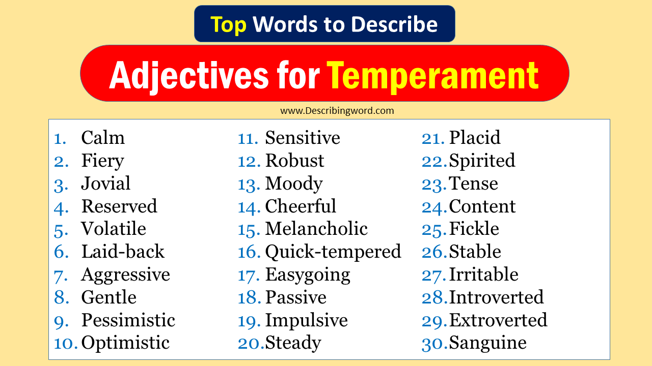 Top 30 Adjectives for Temperament (Negative & Positive Words ...