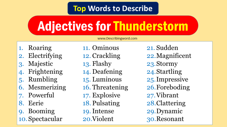 Adjectives To Describe Violent Thunderstorm