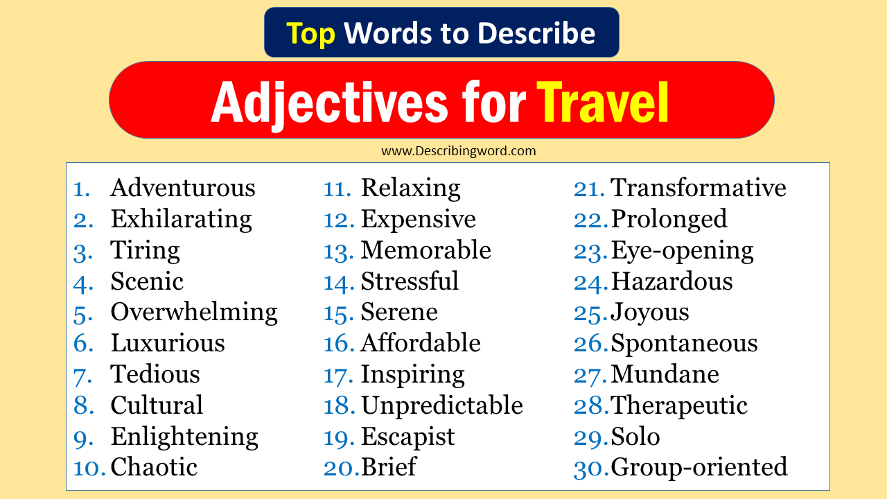 Adjectives for Travel