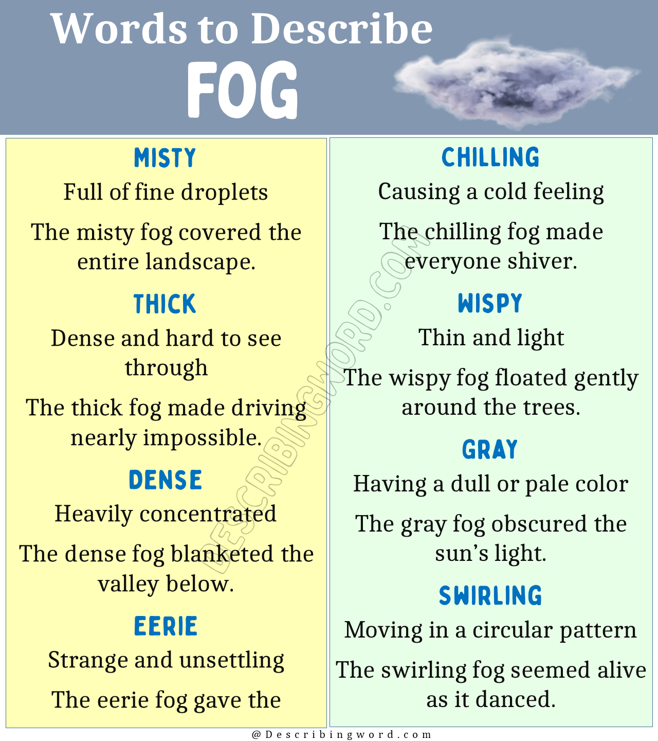 Words to Describe Fog