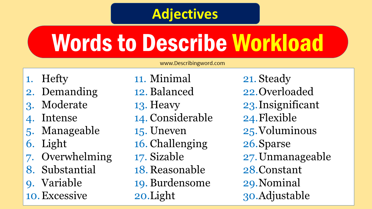 100+ Adjectives for Workload, Words to Describe Workload ...