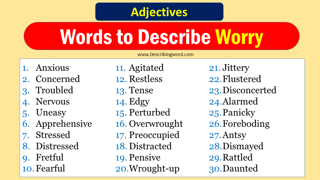 Different Words To Describe Worry